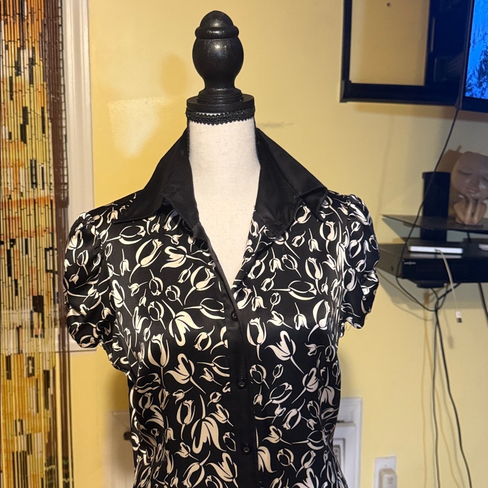 Elegant Black and White Floral Dress